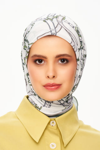 Moi Scarf Chaîne Éternelle Superior Soft Kare Eşarp Kırık Beyaz