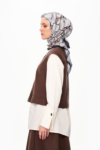 Moi Scarf Chaîne Éternelle Superior Soft Kare Eşarp Gri