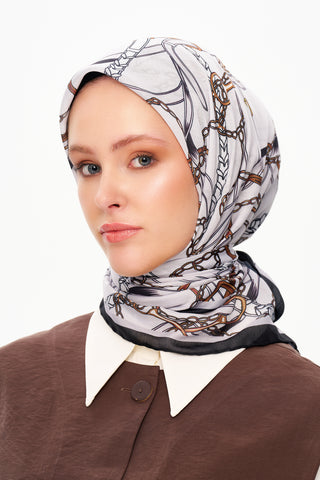 Moi Scarf Chaîne Éternelle Superior Soft Kare Eşarp Gri