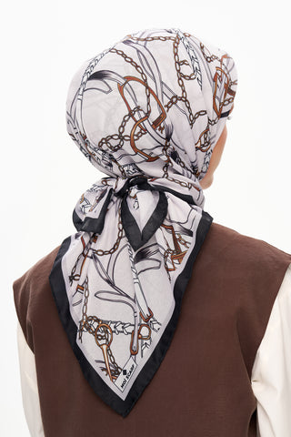 Moi Scarf Chaîne Éternelle Superior Soft Kare Eşarp Gri