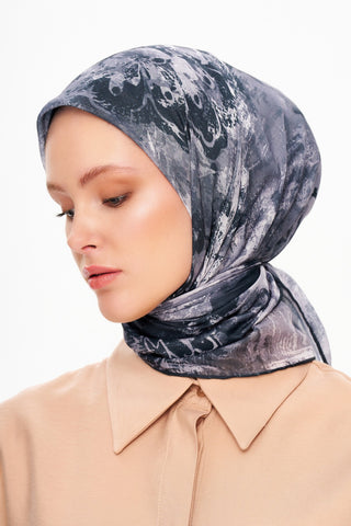 Moi Scarf Voile de Lin Kare Eşarp Koyu Füme