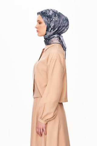 Moi Scarf Voile de Lin Kare Eşarp Koyu Füme