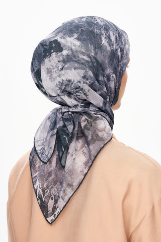 Moi Scarf Voile de Lin Kare Eşarp Koyu Füme