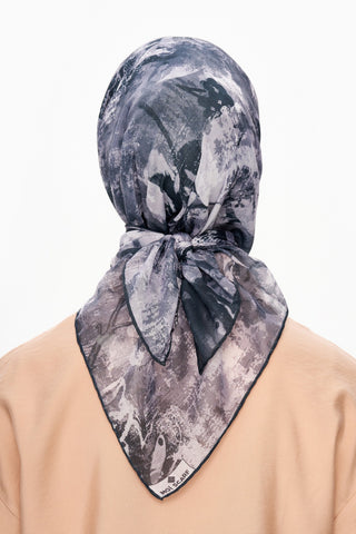 Moi Scarf Voile de Lin Kare Eşarp Koyu Füme