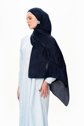 Moi Scarf Perle Premium Jakarlı Şal Gece Siyahı