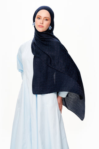 Moi Scarf Perle Premium Jakarlı Şal Gece Siyahı