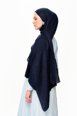 Moi Scarf Perle Premium Jakarlı Şal Gece Siyahı