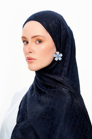 Moi Scarf Perle Premium Jakarlı Şal Gece Siyahı