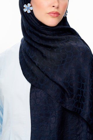 Moi Scarf Perle Premium Jakarlı Şal Gece Siyahı