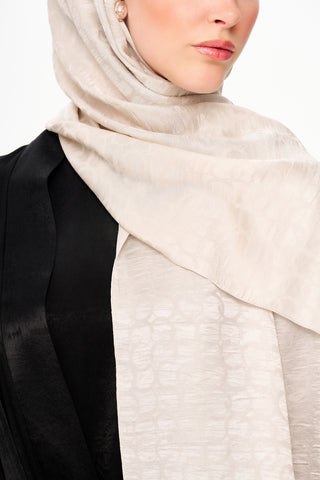 Moi Scarf Perle Premium Jakarlı Şal Krem