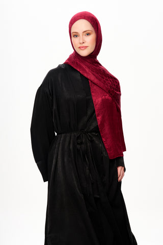 Moi Scarf Perle Premium Jakarlı Şal Kırmızı