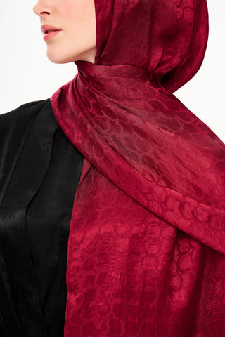 Moi Scarf Perle Premium Jakarlı Şal Kırmızı