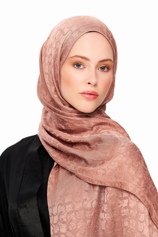Moi Scarf Perla Premium Jakarlı Şal Bakır Tozu