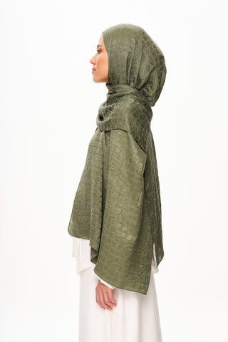 Moi Scarf Perle Premium Jakarlı Şal Haki