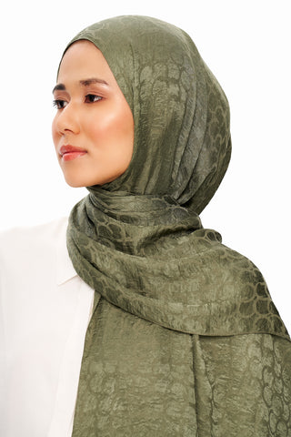 Moi Scarf Perle Premium Jakarlı Şal Haki