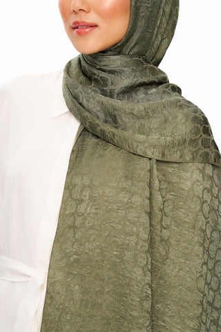 Moi Scarf Perle Premium Jakarlı Şal Haki
