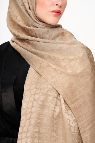 Moi Scarf Perle Premium Jacquard Shawl Beige