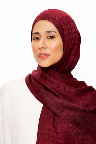 Moi Scarf Perle Premium Jakarlı Şal Bordo