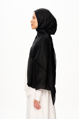 Moi Scarf Perle Premium Jakarlı Şal Siyah