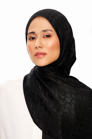 Moi Scarf Perle Premium Jakarlı Şal Siyah