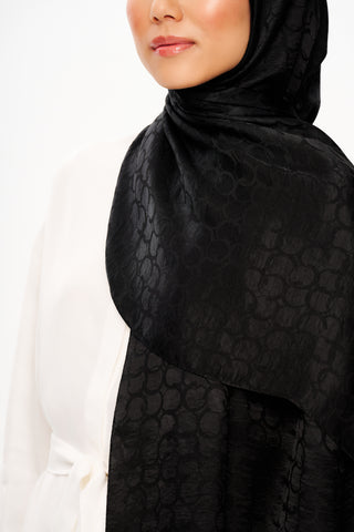 Moi Scarf Perle Premium Jakarlı Şal Siyah