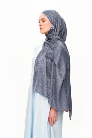 Moi Scarf Perla Premium Jakarlı Şal Koyu Gri