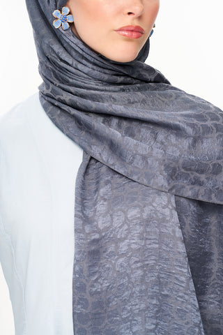 Moi Scarf Perla Premium Jakarlı Şal Koyu Gri