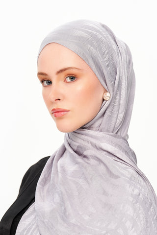 Moi Scarf Dérive de Sable Premium Jakarlı Şal Açık Gri
