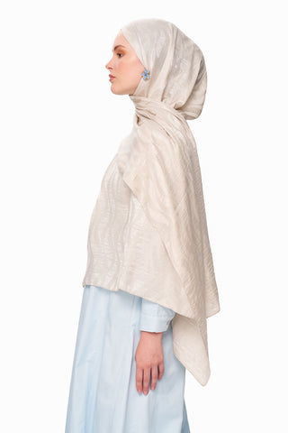 Moi Scarf Dérive de Sable Premium Jakarlı Şal Ekru