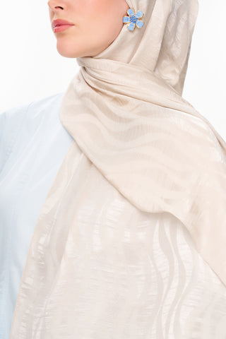 Moi Scarf Dérive de Sable Premium Jakarlı Şal Ekru