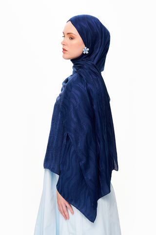 Moi Scarf Dérive de Sable Premium Jakarlı Şal Lacivert