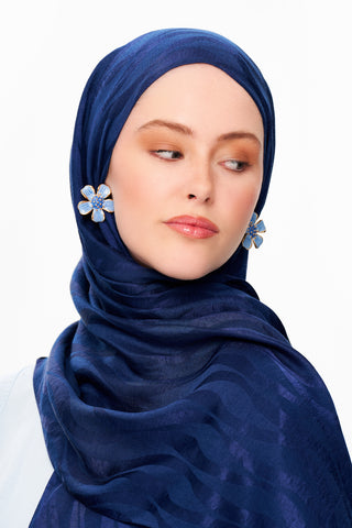 Moi Scarf Dérive de Sable Premium Jakarlı Şal Lacivert