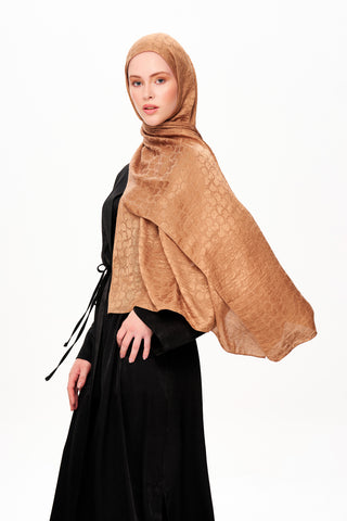 Moi Scarf Perle Premium Jakarlı Şal Hardal