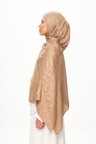 Moi Scarf Dérive de Sable Premium Jakarlı Şal Koyu Bej
