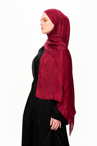 Moi Scarf Dérive de Sable Premium Jakarlı Şal Parlak Bordo