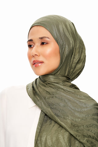 Moi Scarf Dérive de Sable Premium Jakarlı Şal Yeşil