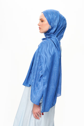 Moi Scarf Dérive de Sable Premium Jakarlı Şal Mavi