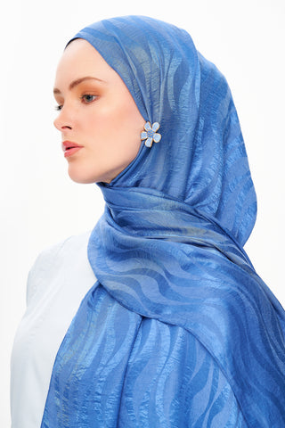 Moi Scarf Dérive de Sable Premium Jakarlı Şal Mavi