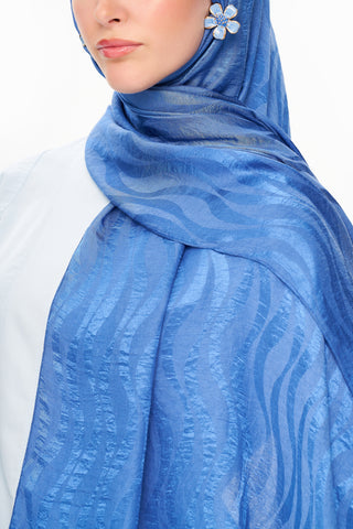 Moi Scarf Dérive de Sable Premium Jakarlı Şal Mavi