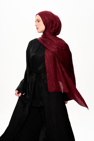 Moi Scarf Dérive de Sable Premium Jakarlı Şal Bordo