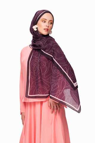 Moi Scarf Rose Vian Superieure Soft Patterned Shawl Purple