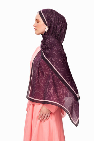 Moi Scarf Rose Vian Superieure Soft Patterned Shawl Purple