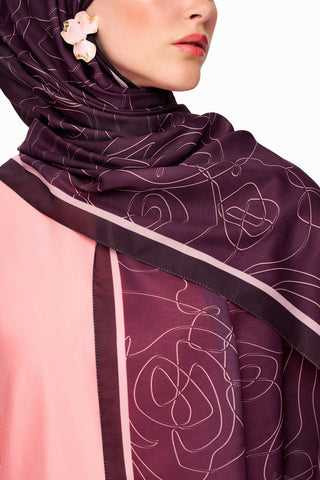 Moi Scarf Rose Vian Superieure Soft Patterned Shawl Purple