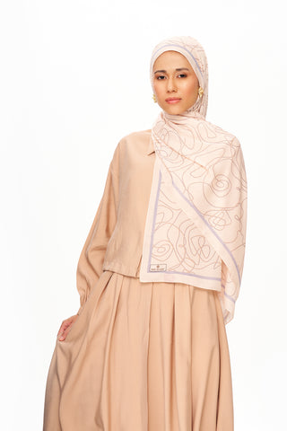 Moi Scarf Rose Vian Superieure Soft Patterned Shawl Beige