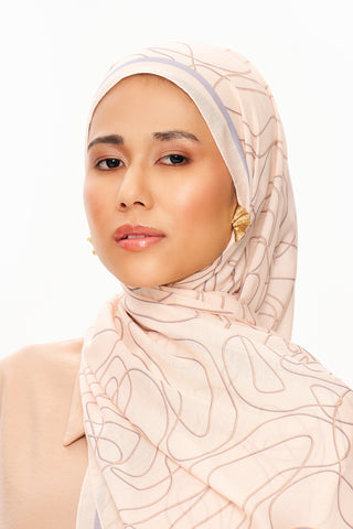 Moi Scarf Rose Vian Superieure Soft Patterned Shawl Beige
