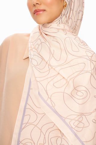 Moi Scarf Rose Vian Superieure Soft Patterned Shawl Beige