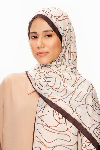Moi Scarf Rose Vian Supérieure Soft Patterned Shawl Milk Coffee