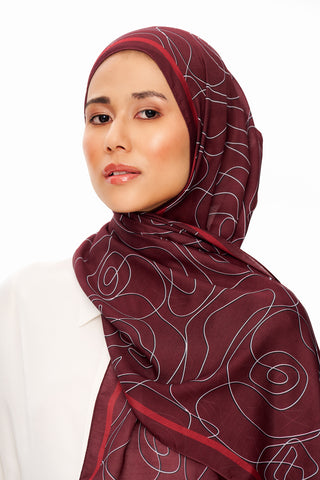 Moi Scarf Rose Vian Supérieure Soft Desenli Şal Bordo