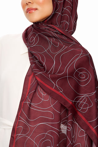 Moi Scarf Rose Vian Supérieure Soft Desenli Şal Bordo