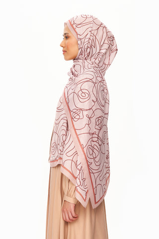 Moi Scarf Rose Vian Supérieure Soft Desenli Şal Soft Pembe